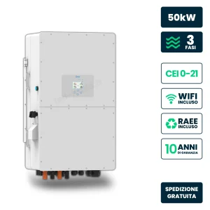 Inverter Ibrido Trifase HV Deye 50kW WiFi CEI 0-21/0-16 Bianco IP65