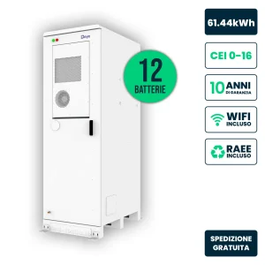 Armadio di Accumulo HV Deye 61.44kWh LFP 51.2V 100Ah 150A Bianco CEI 0-21 IP55
