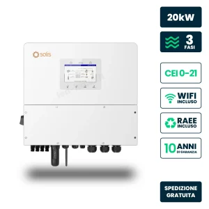 Inverter Ibrido Trifase HV Solis 20kW WiFi CEI 0-21/0-16 Bianco IP66