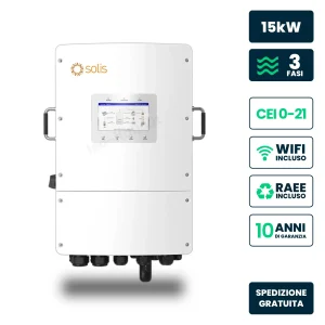 Inverter Ibrido Trifase LV Solis 15kW WiFi CEI 0-21 Bianco IP66