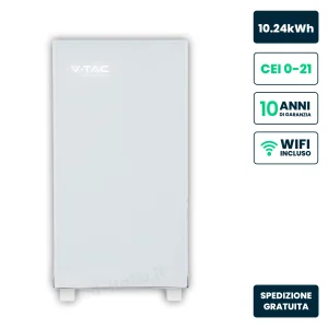 Batteria di Accumulo LV 10.24kWh LFP 51.2V 200Ah 100A WiFi Bianca CEI 0-21