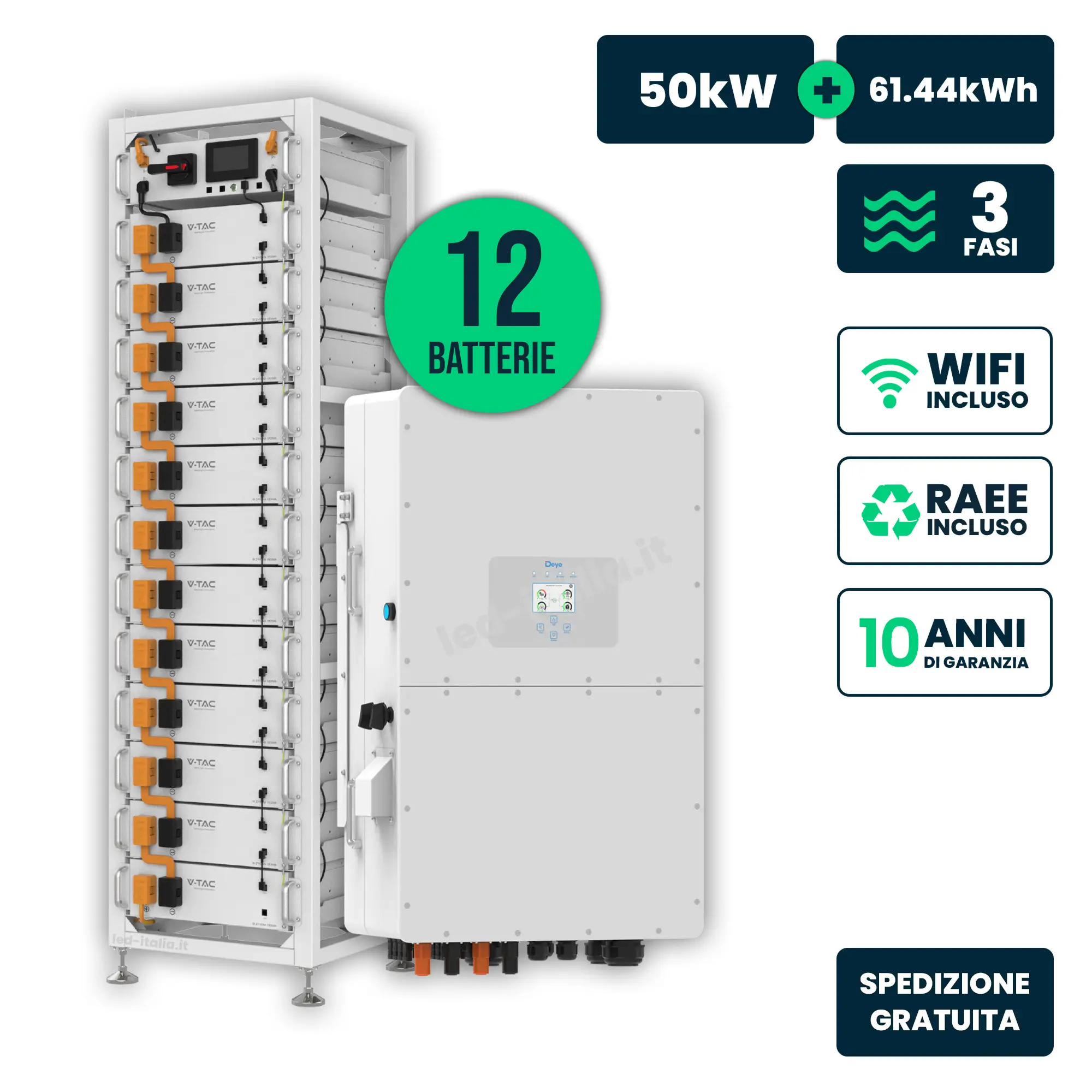 Combo MONDOGREEN inverter 50 kW e batteria 60 kWh - 12284