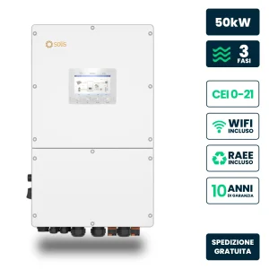 Inverter Ibrido Trifase HV Solis 50kW WiFi CEI 0-21/0-16 Bianco IP66
