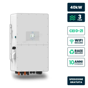 Inverter Ibrido Trifase HV Deye 40kW WiFi CEI 0-21/0-16 Bianco IP65