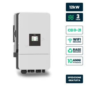 Inverter Ibrido Trifase LV Deye 12kW WiFi CEI 0-21 Bianco IP65
