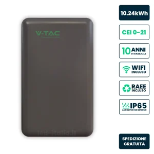 Batteria di Accumulo LV 10.24kWh LFP 51.2V 200Ah 100A WiFi Grigia CEI 0-21 IP65