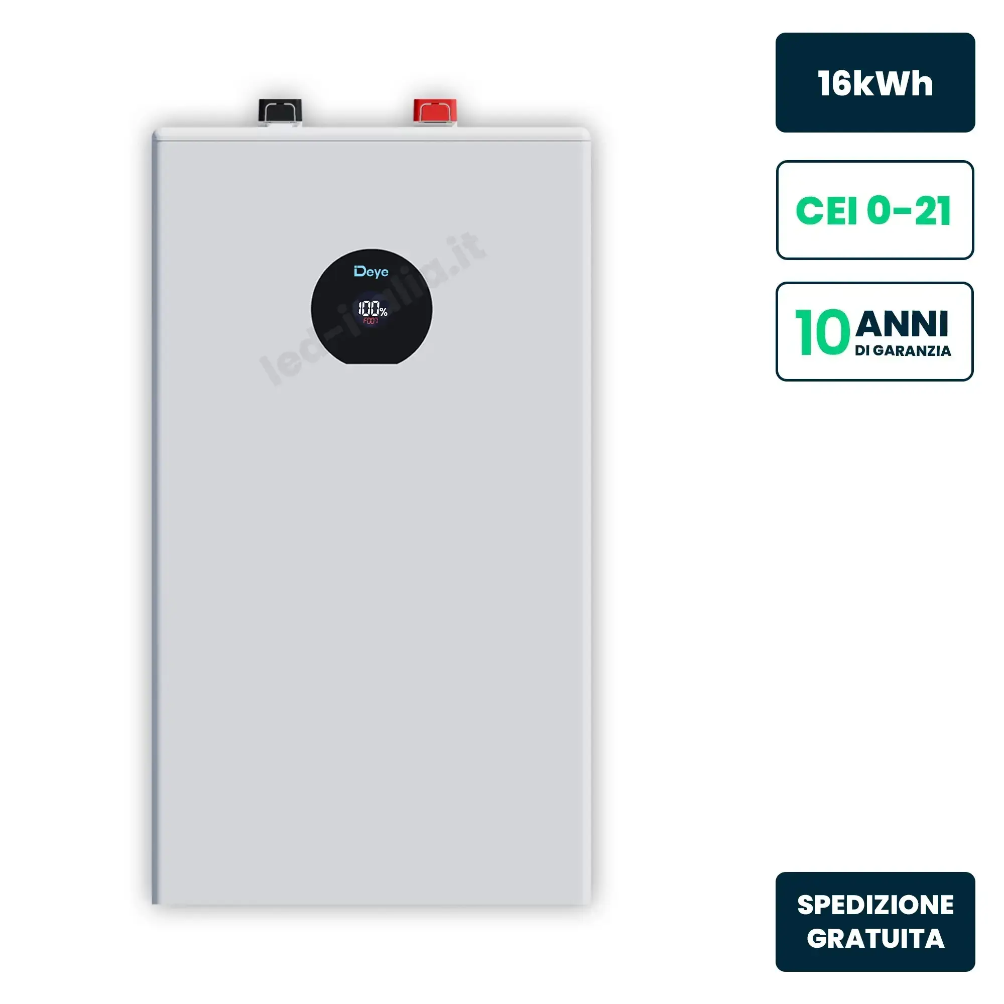 Batteria di Accumulo Deye LV 16kWh LFP 51.2V 314Ah Bianca CEI 0-21