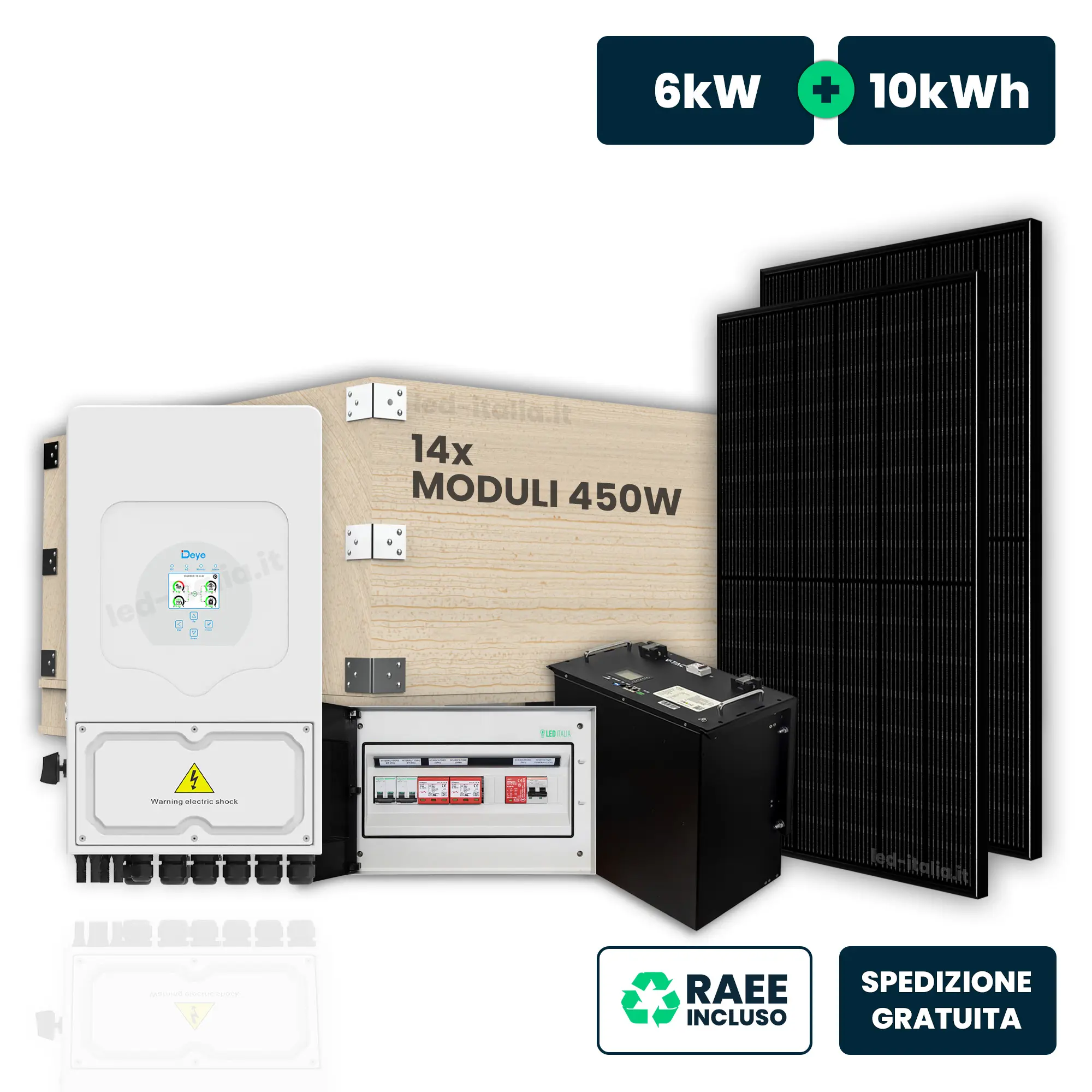 Kit fotovoltaico MONDOGREEN Casa 6,3 kWp con accumulo 10 kWh - 106A10R