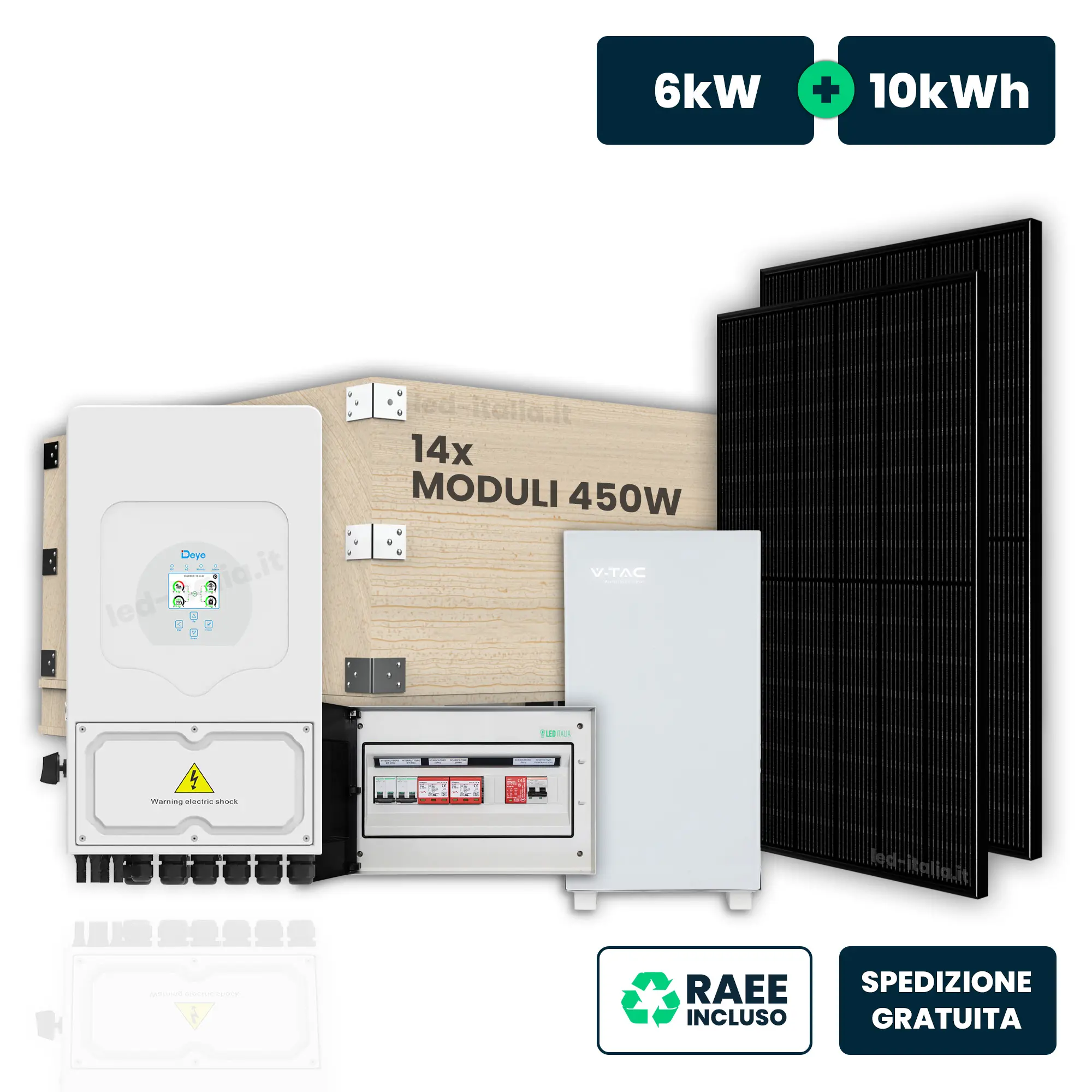 Kit fotovoltaico MONDOGREEN Casa 6,3 kWp con accumulo 10 kWh - 106F10M