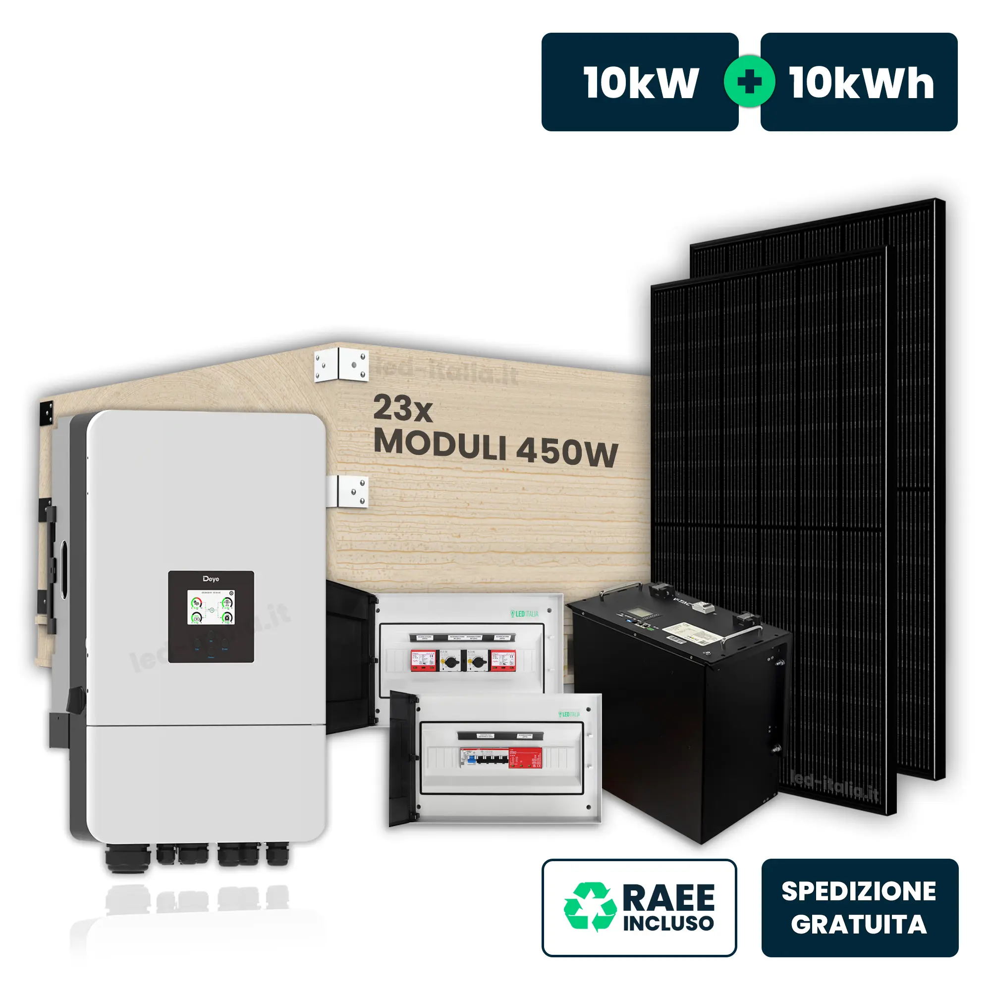 Kit fotovoltaico MONDOGREEN Azienda 10,35 kWp con accumulo 10 kWh - 310A10R