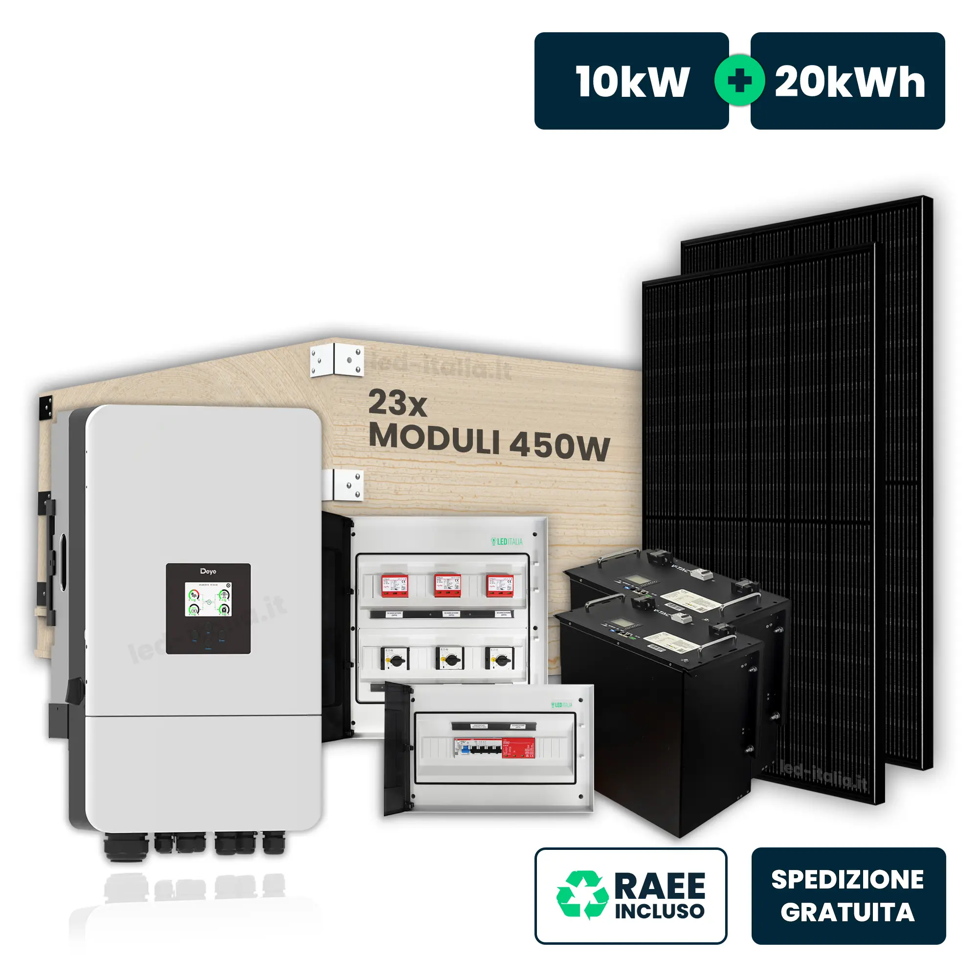 Kit fotovoltaico MONDOGREEN Azienda 10,35 kWp con accumulo 20 kWh - 310F20R