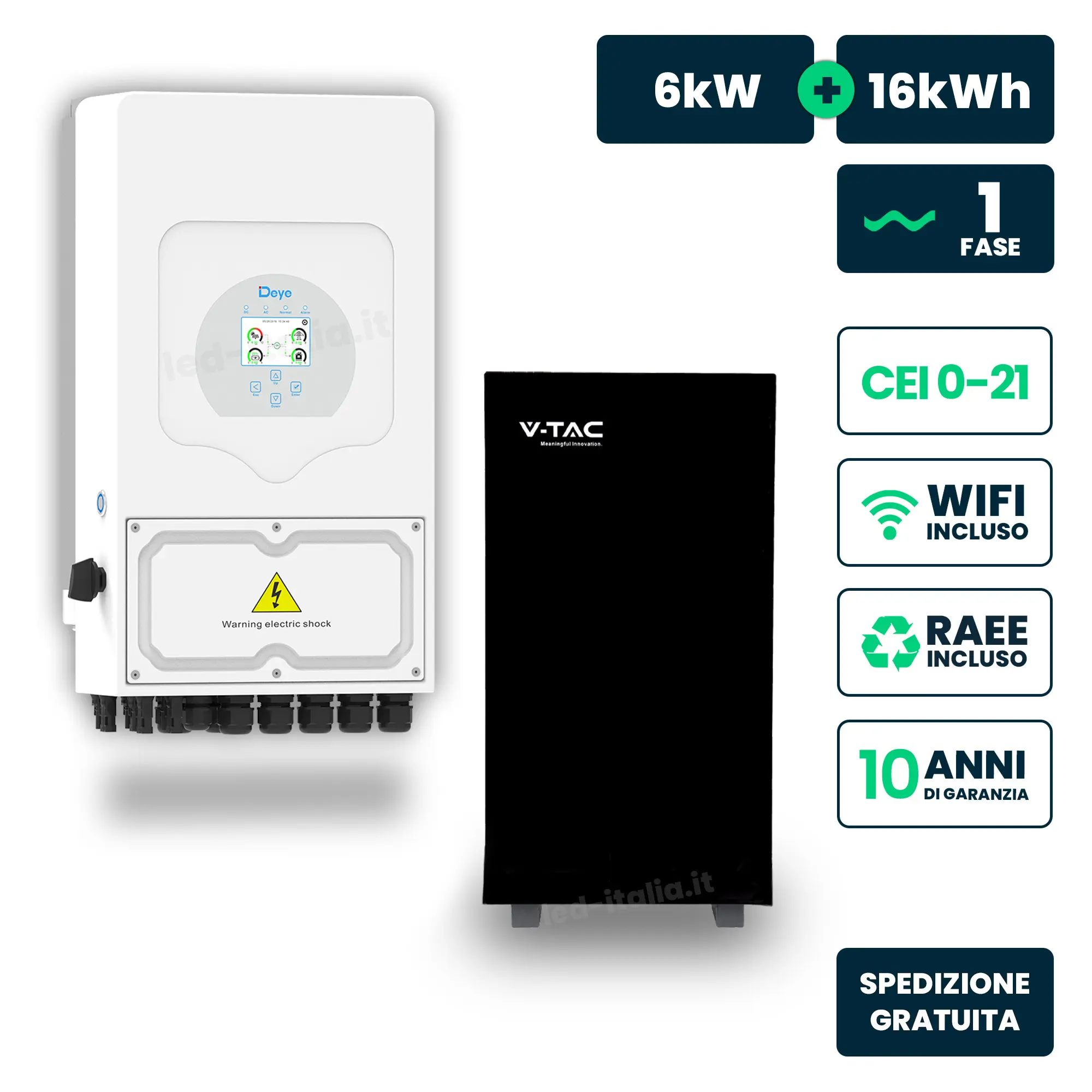 Combo MONDOGREEN inverter 6 kW e batteria 16 kWh - KFV-616BL