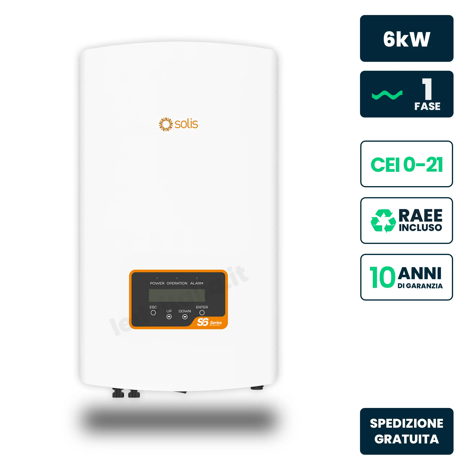 Inverter Fotovoltaico di Stringa Monofase Solis 6kW 2 MPPT CEI 0-21 IP66